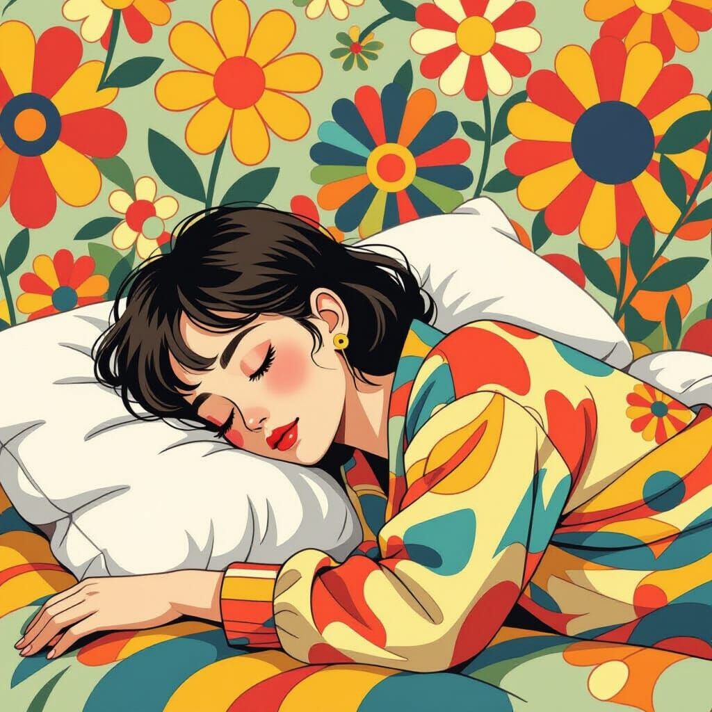 Person in DIY Clothing Sleeping, Pop Surrealism Style