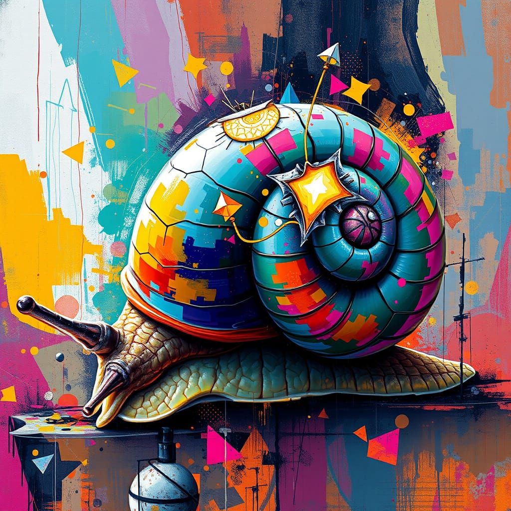 Vibrant Snail with Kaleidoscopic Body