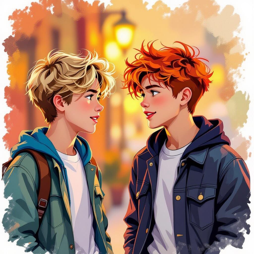 Teenagers in Lively Conversation: Expressive Digital Art