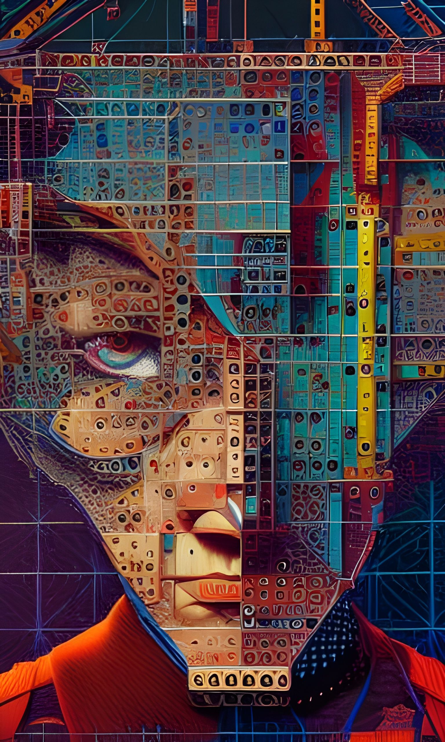 Detailed Meccano Robot Matte Painting