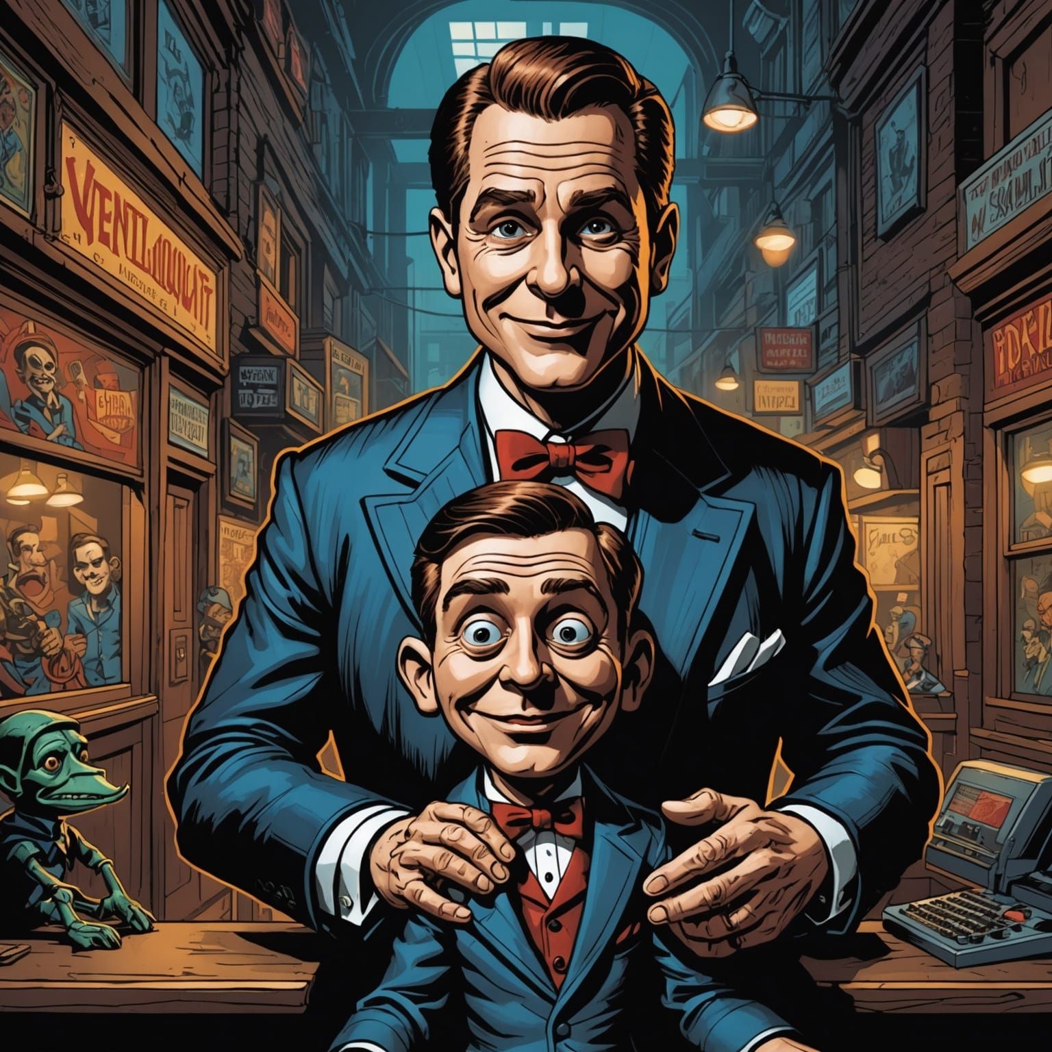 Ventriloquist's Puppet in Comic Book Style