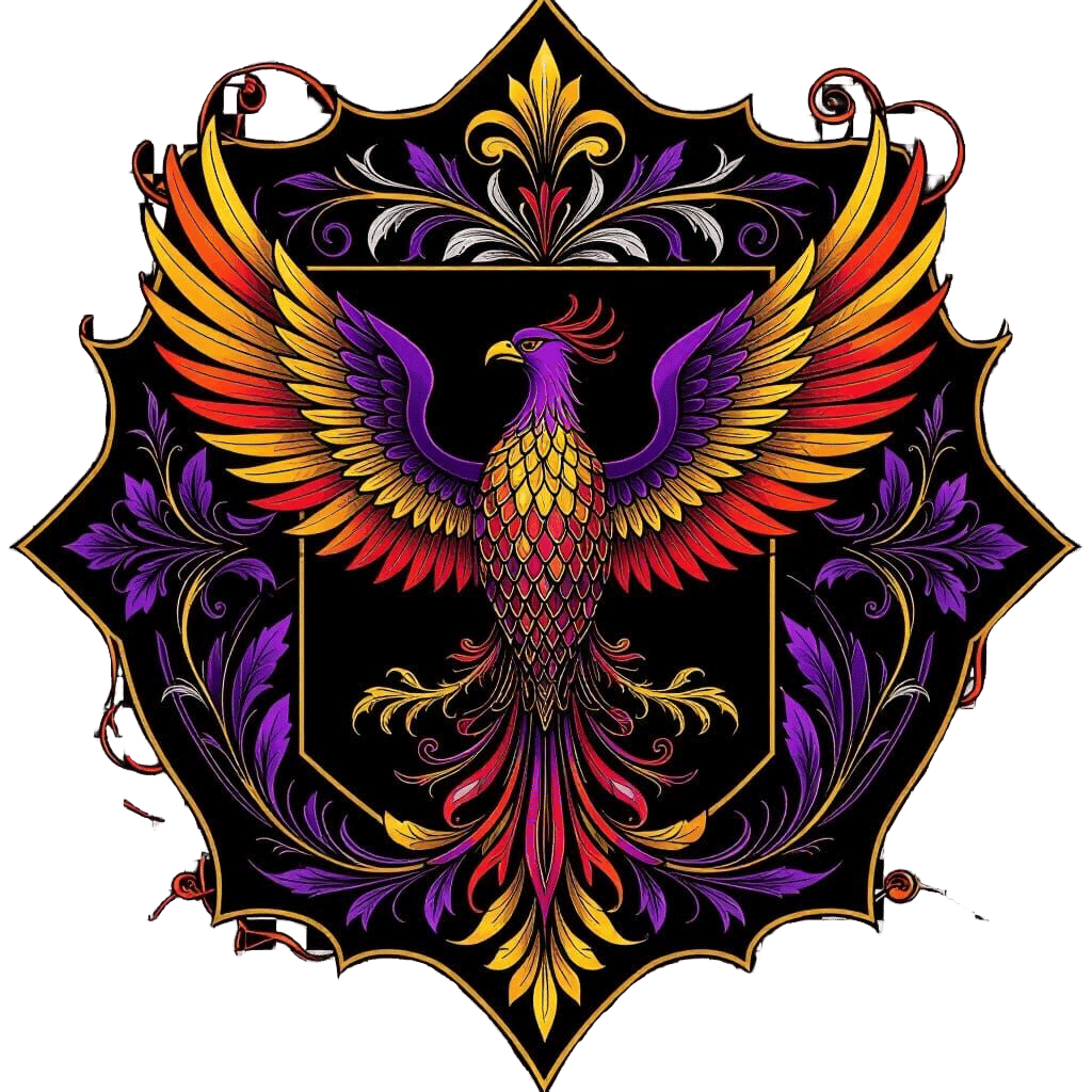 Phoenix Family Crest in Jewel Tones