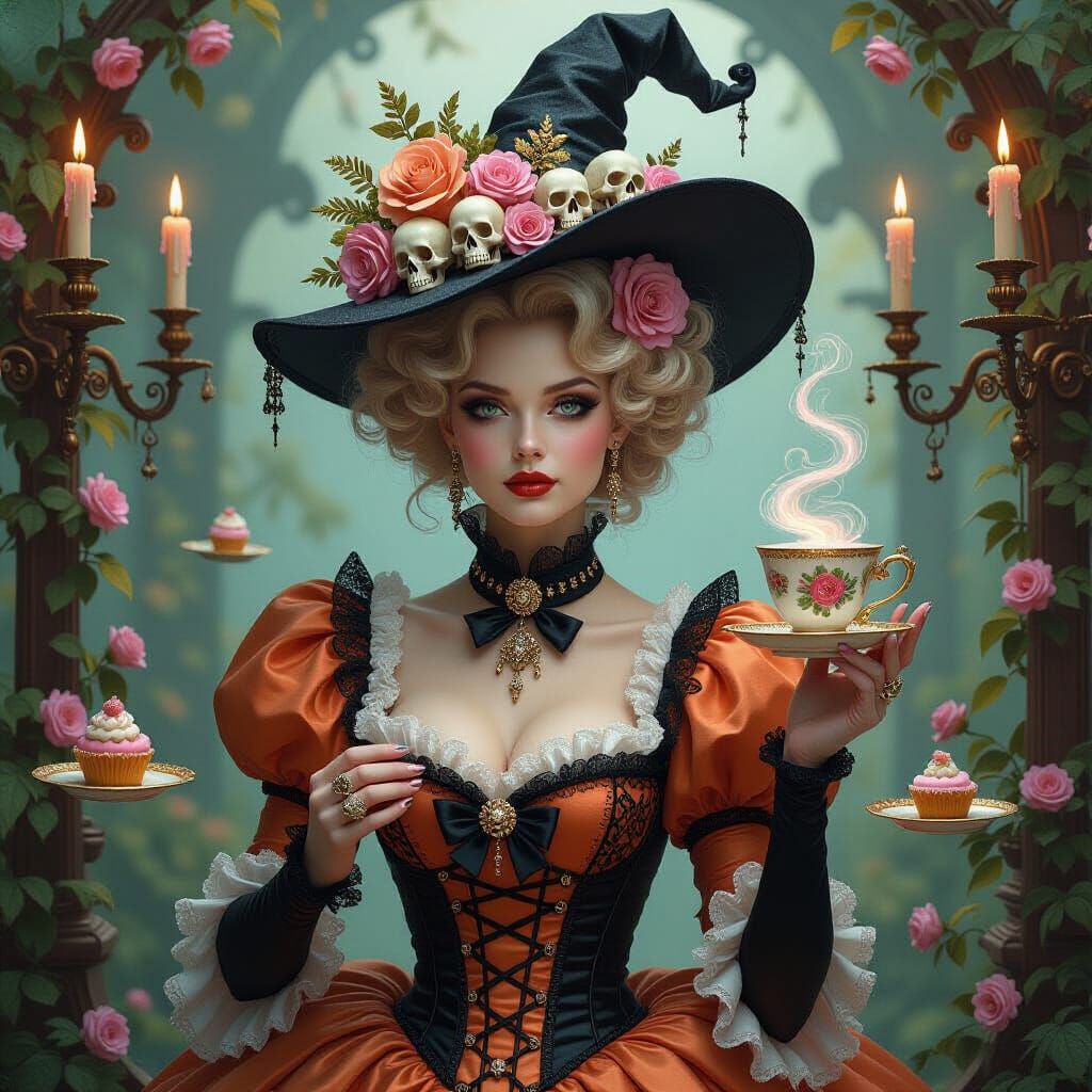 Victorian Rococo Witch in Gilded Chaos