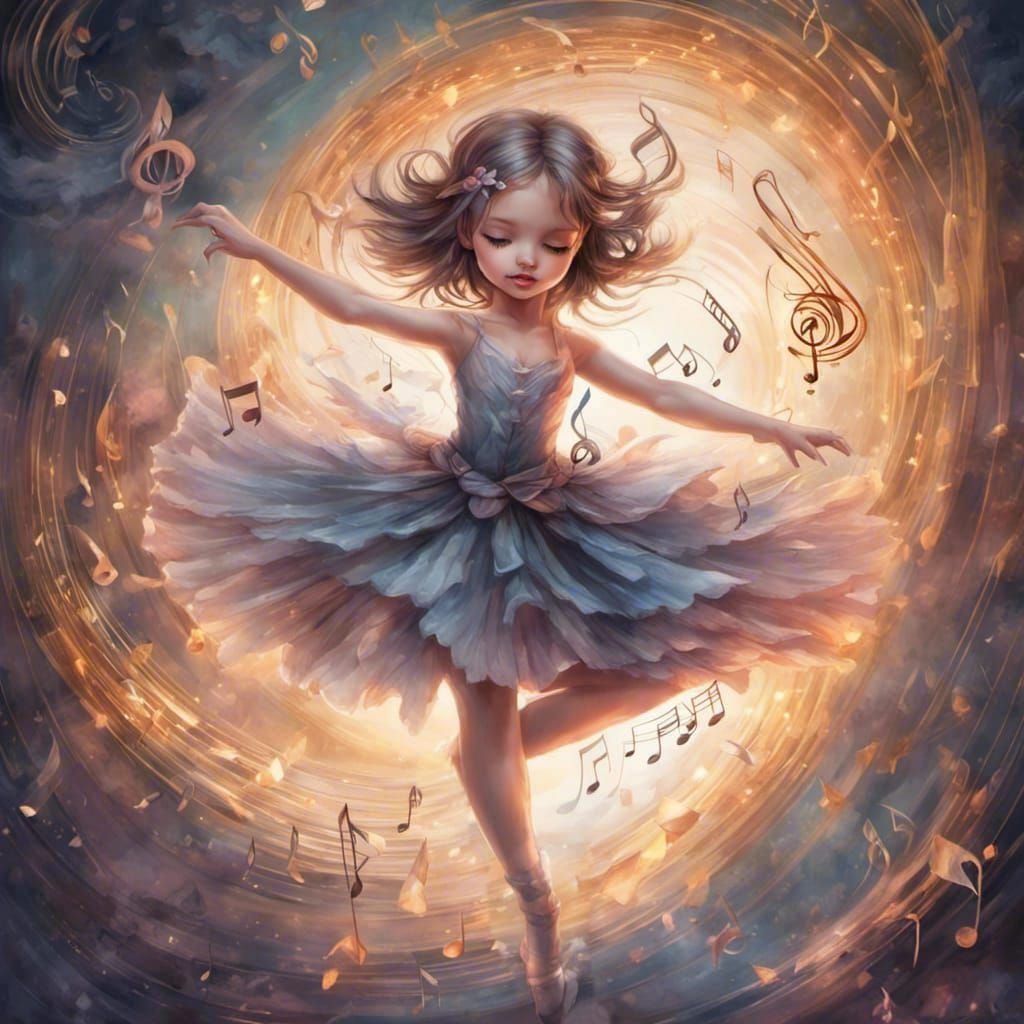 Chibi Fairy Ballerina in Musical Swirl