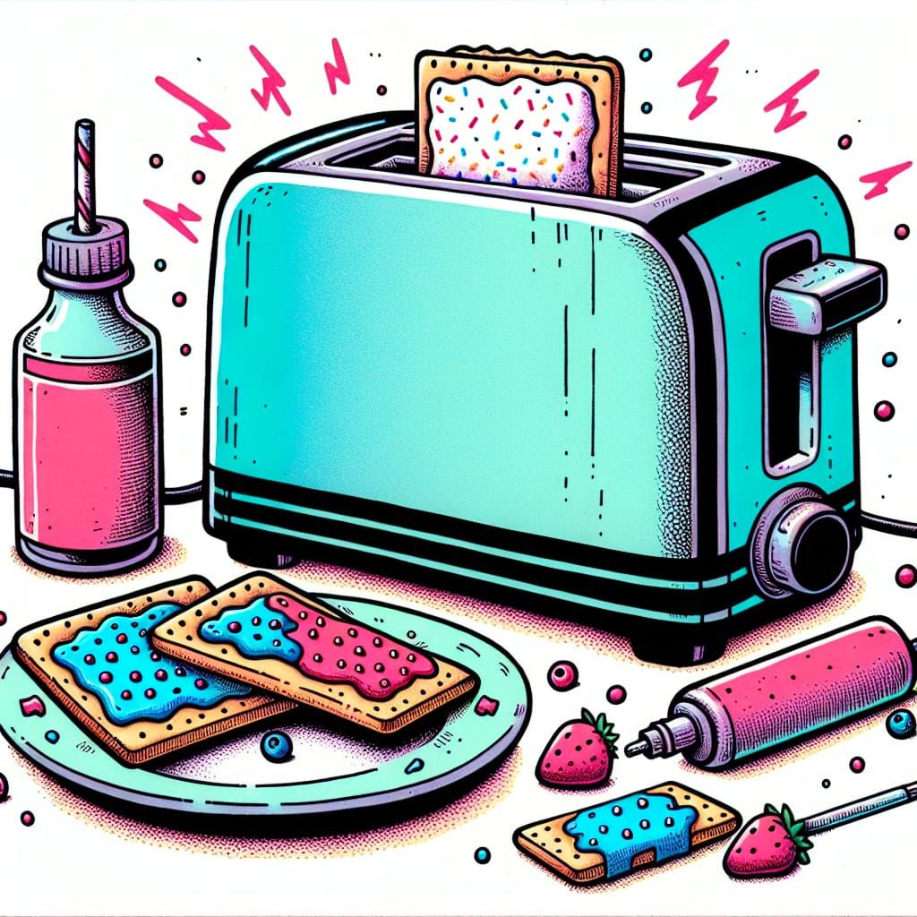 Whimsical Cartoon Poster of Toaster and Pop-Tarts