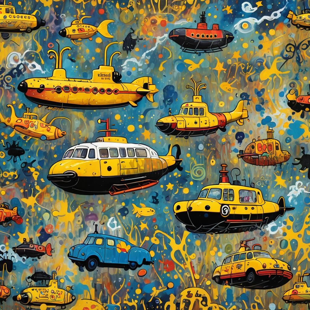 Yellow Submarine Album Cover in Graffiti Art Style