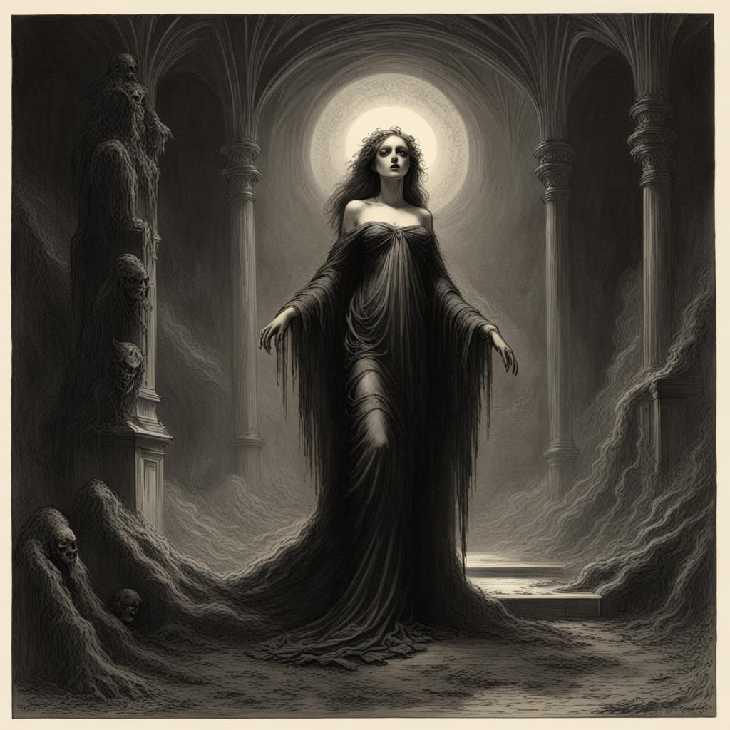 Macabre Beauty: A Radiant Female Portrait