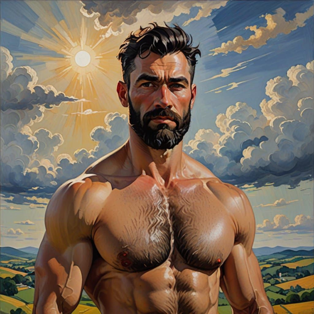 Confident Male Portrait in Neo-Impressionist Style