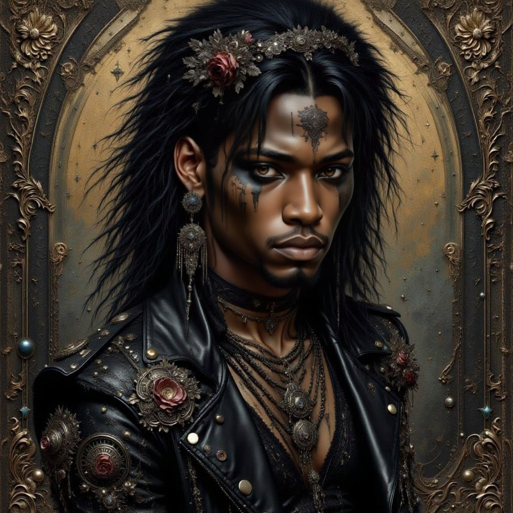 Goth Man in Renaissance Oil Painting Style