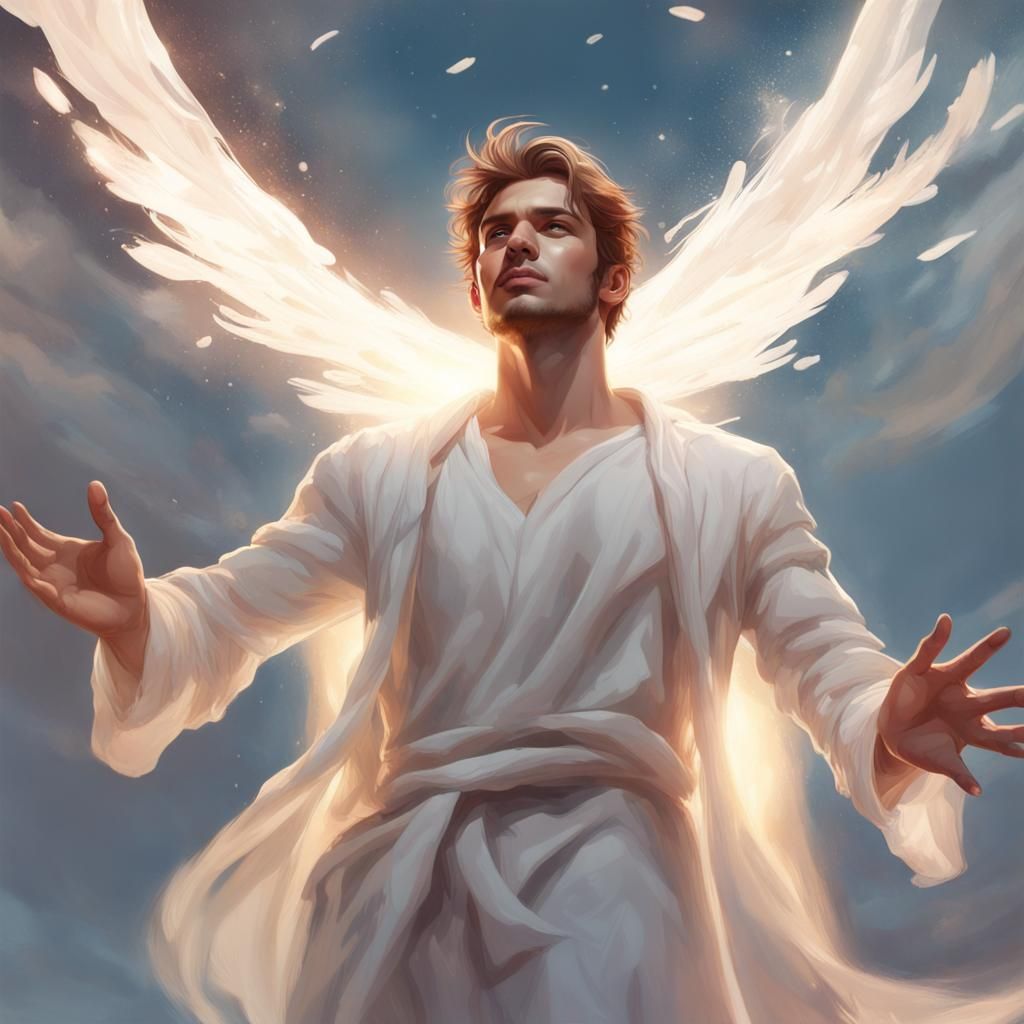 Radiant Man Giving Light: Digital Art Portrait