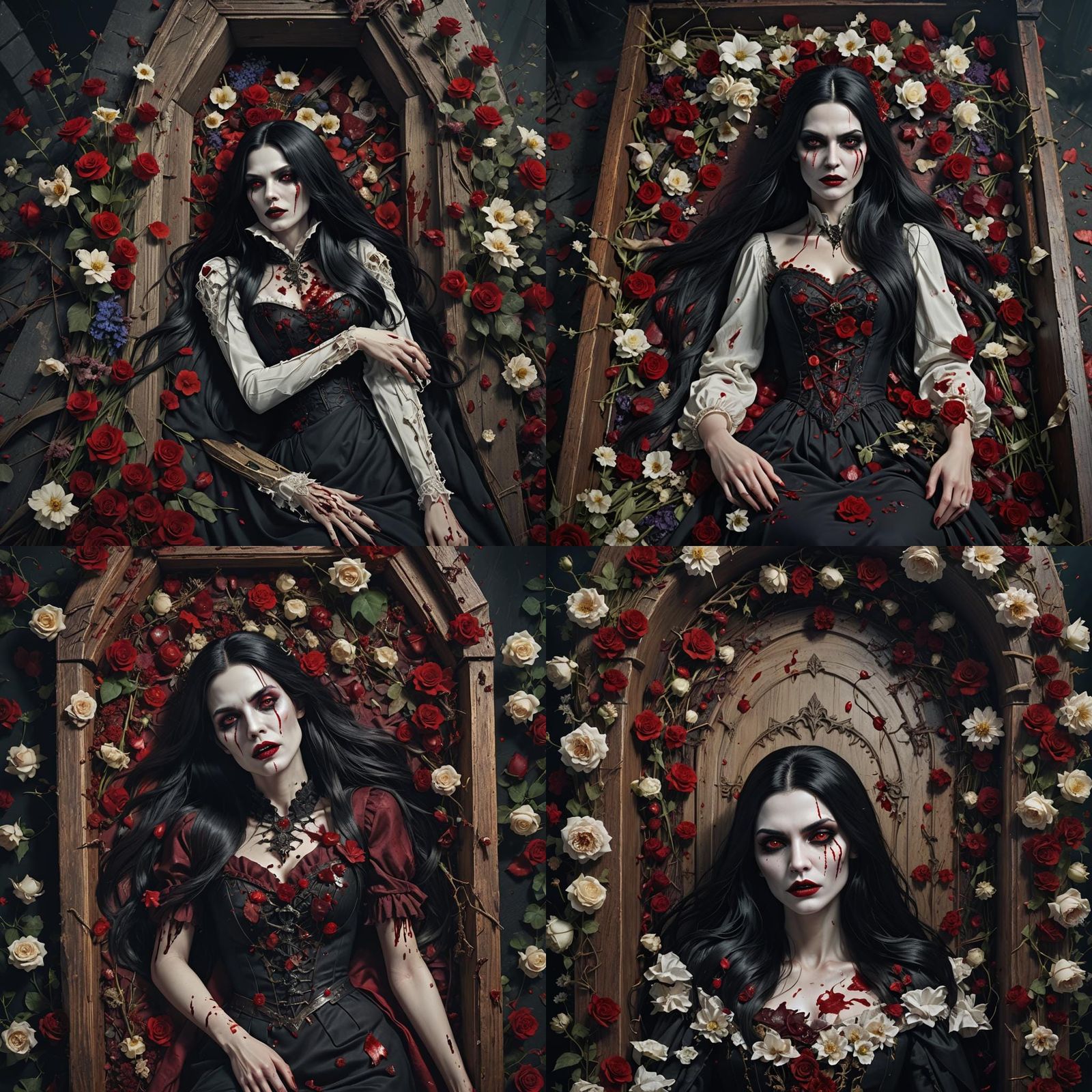 Gothic Horror Vampire in Coffin Art