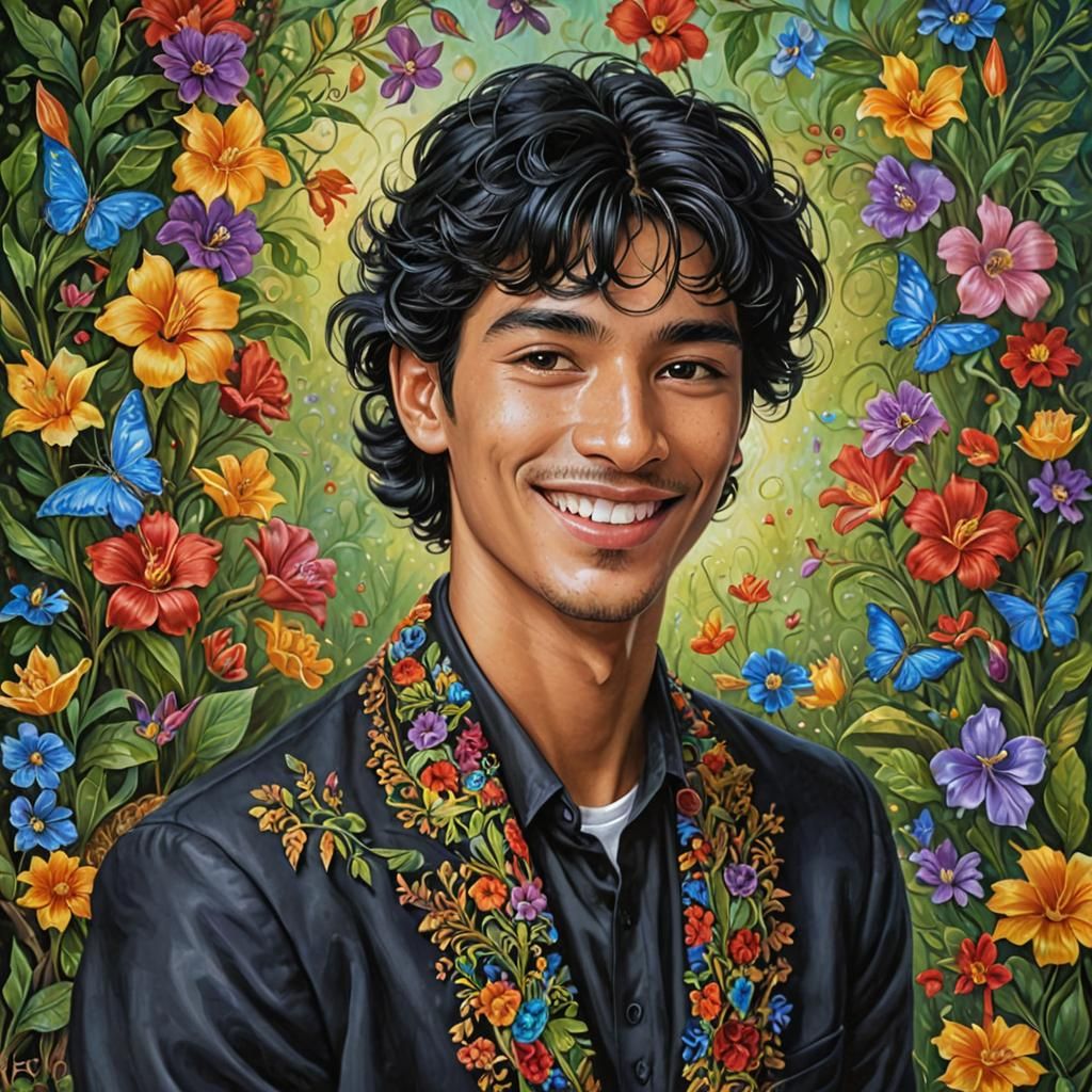 Surreal Portrait of Smiling Honduran Man
