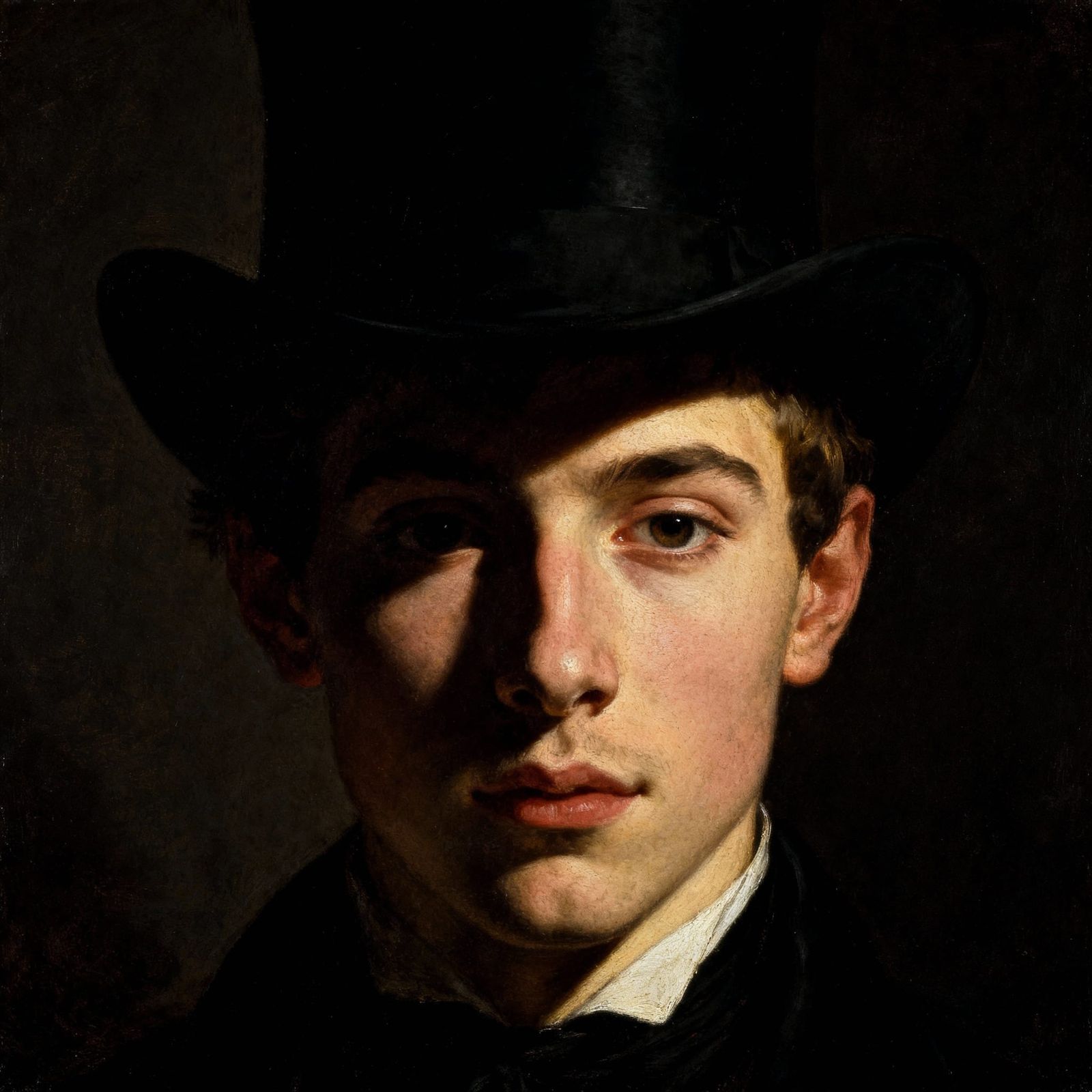 Baroque Portrait of a Young Man in a Top Hat