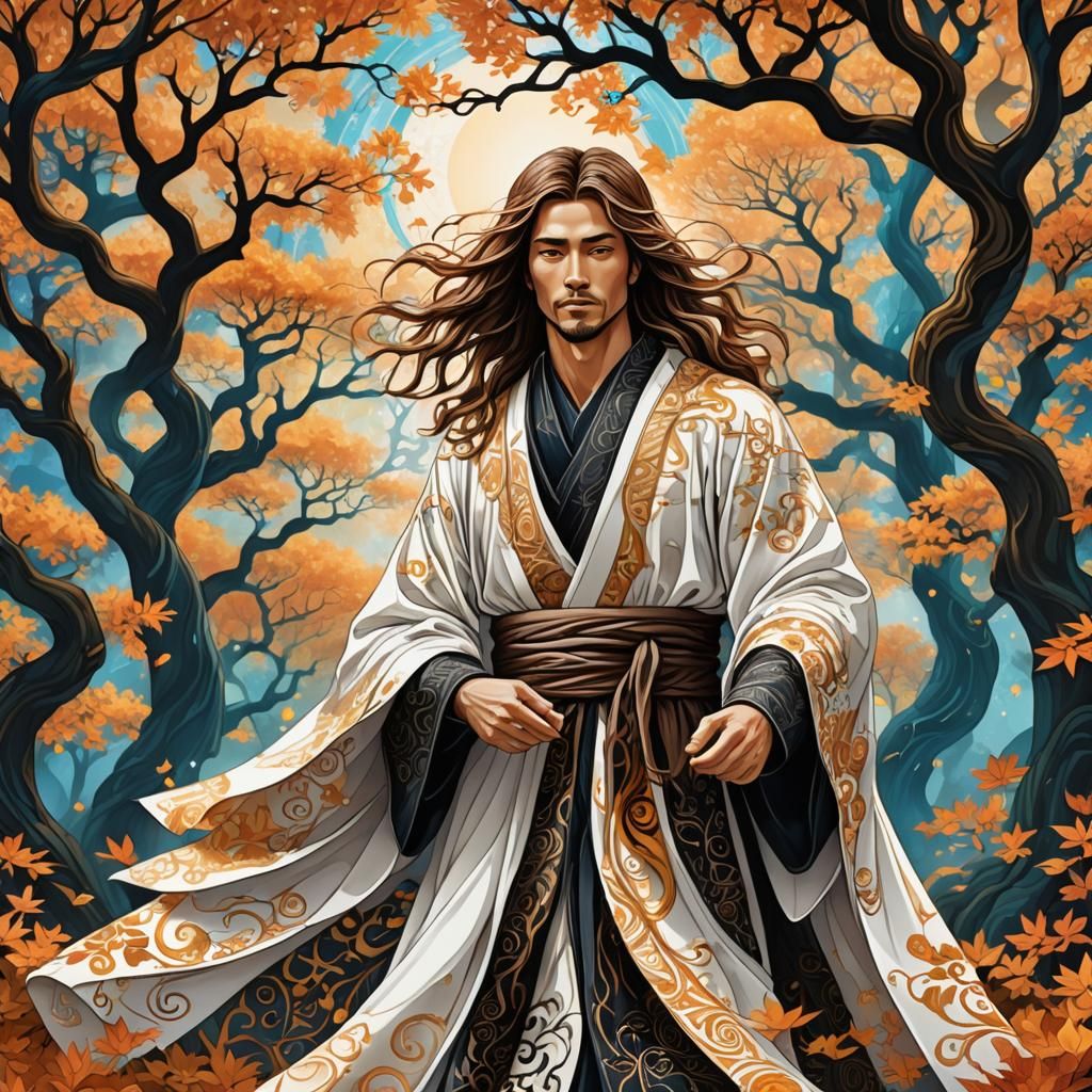 Abstract Fractal Art: Libra in Autumn Grove