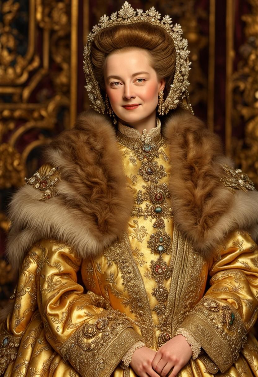 Tsarina Eudoxia in Golden Gown, 1698 Era