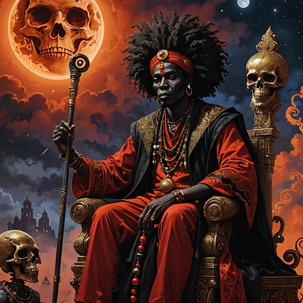 Afrofuturist Digital Painting of Voodoo Deity Legba