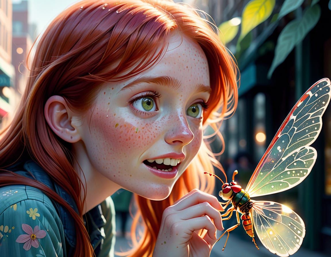 Girl in Concentrated Wonder, Closeup