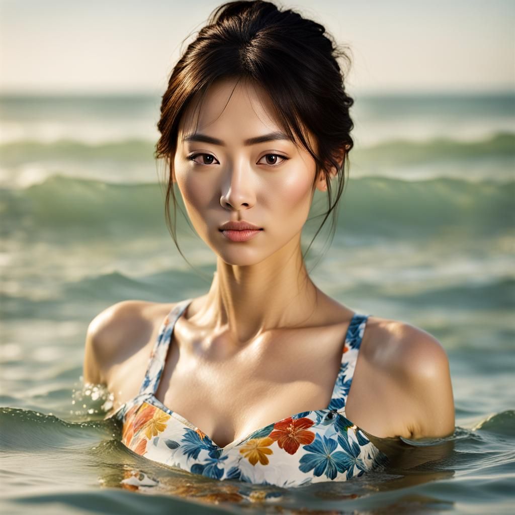 Japanese Woman Portrait in Bokeh Style