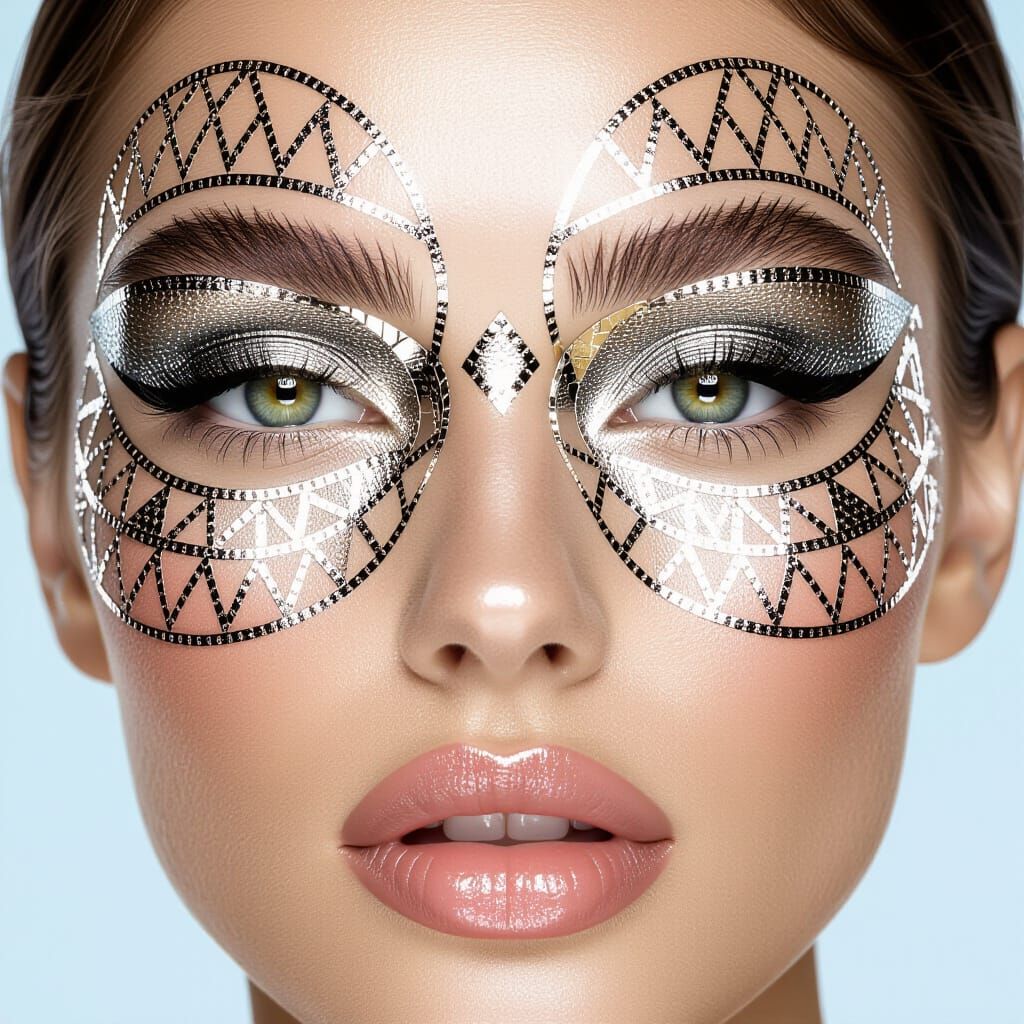 Intricate Geometric Silver Face Mask
