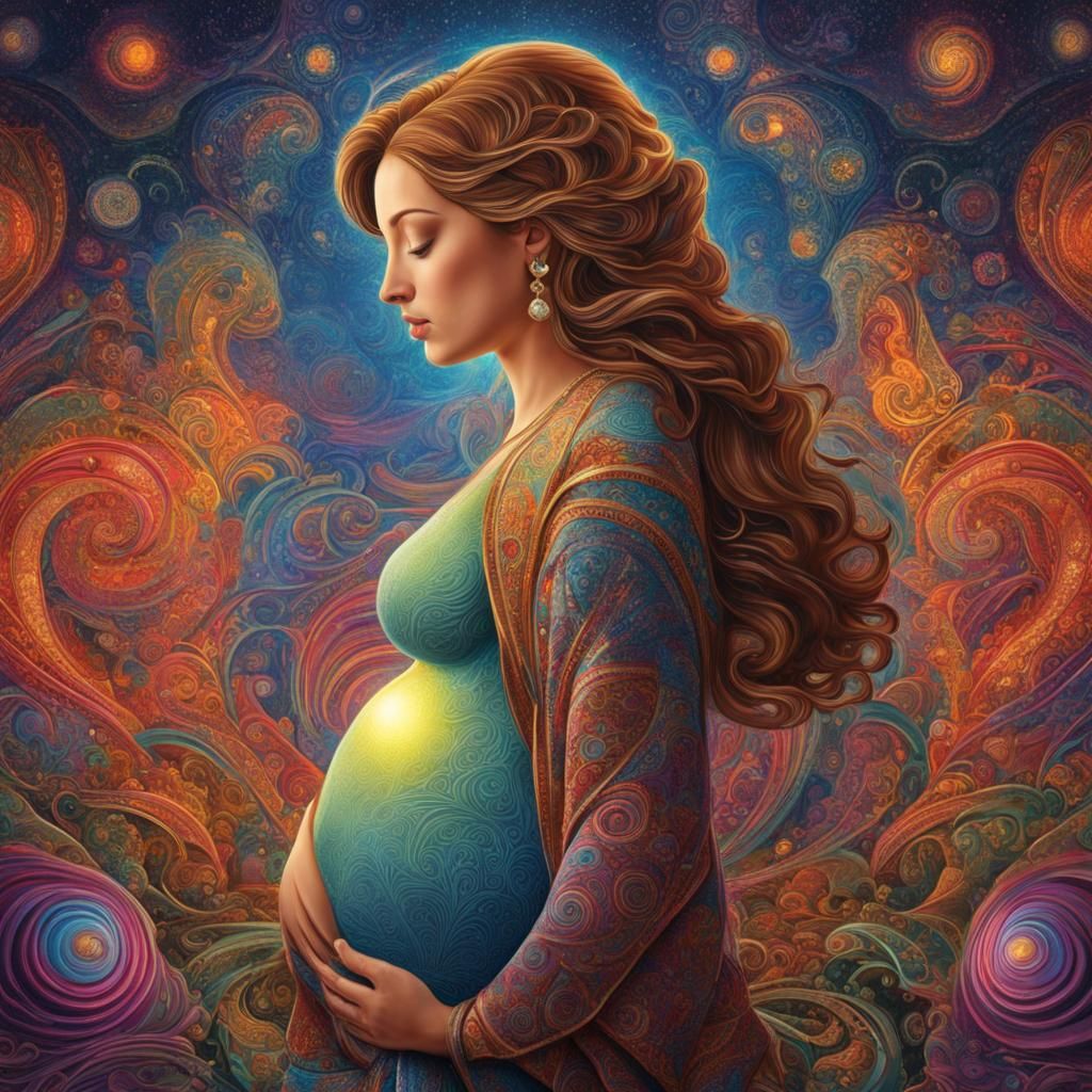 Pregnant Woman's Hope: Psychedelic Astral Art