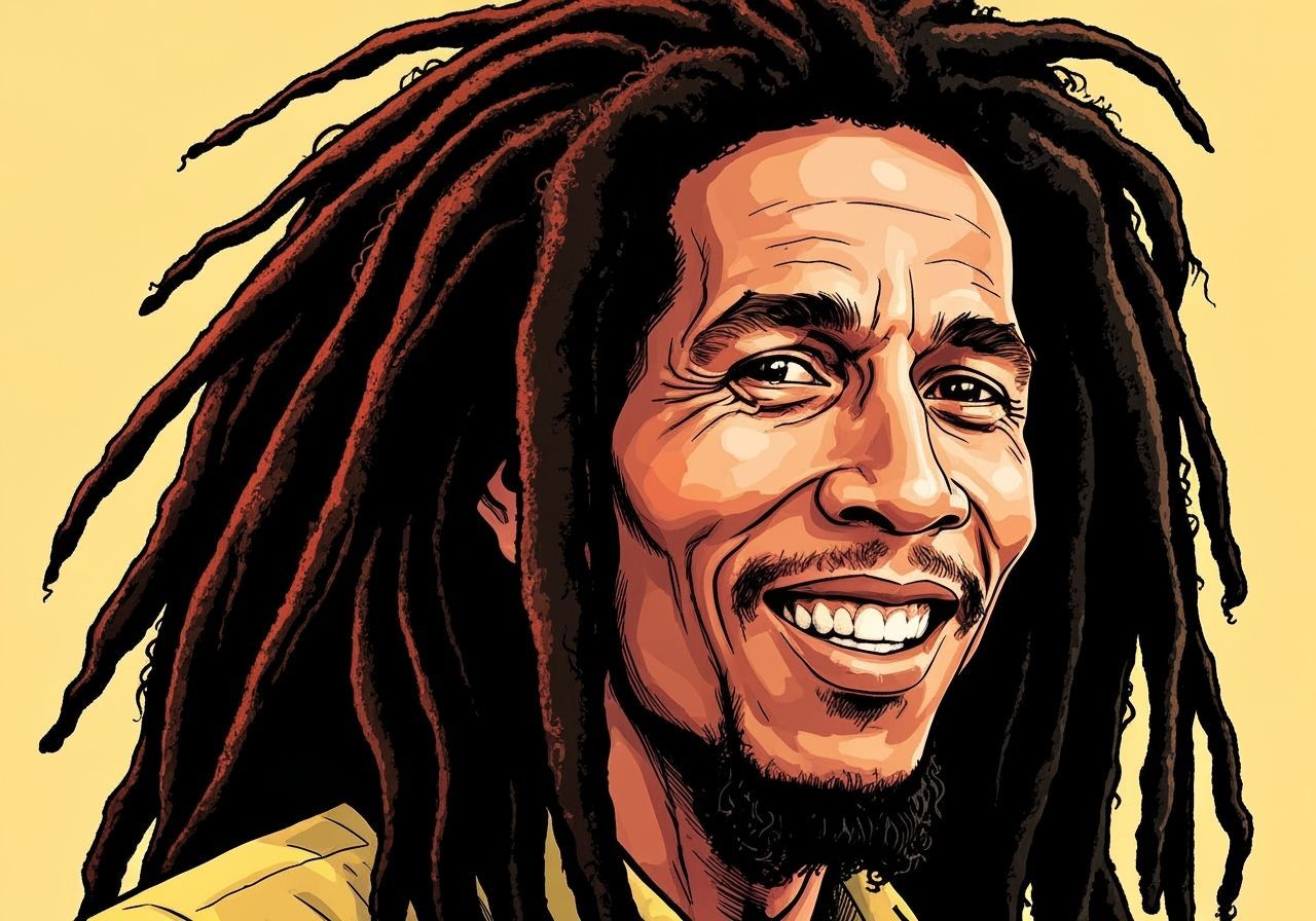 Bob Marley Caricature in Graphic Novel Style