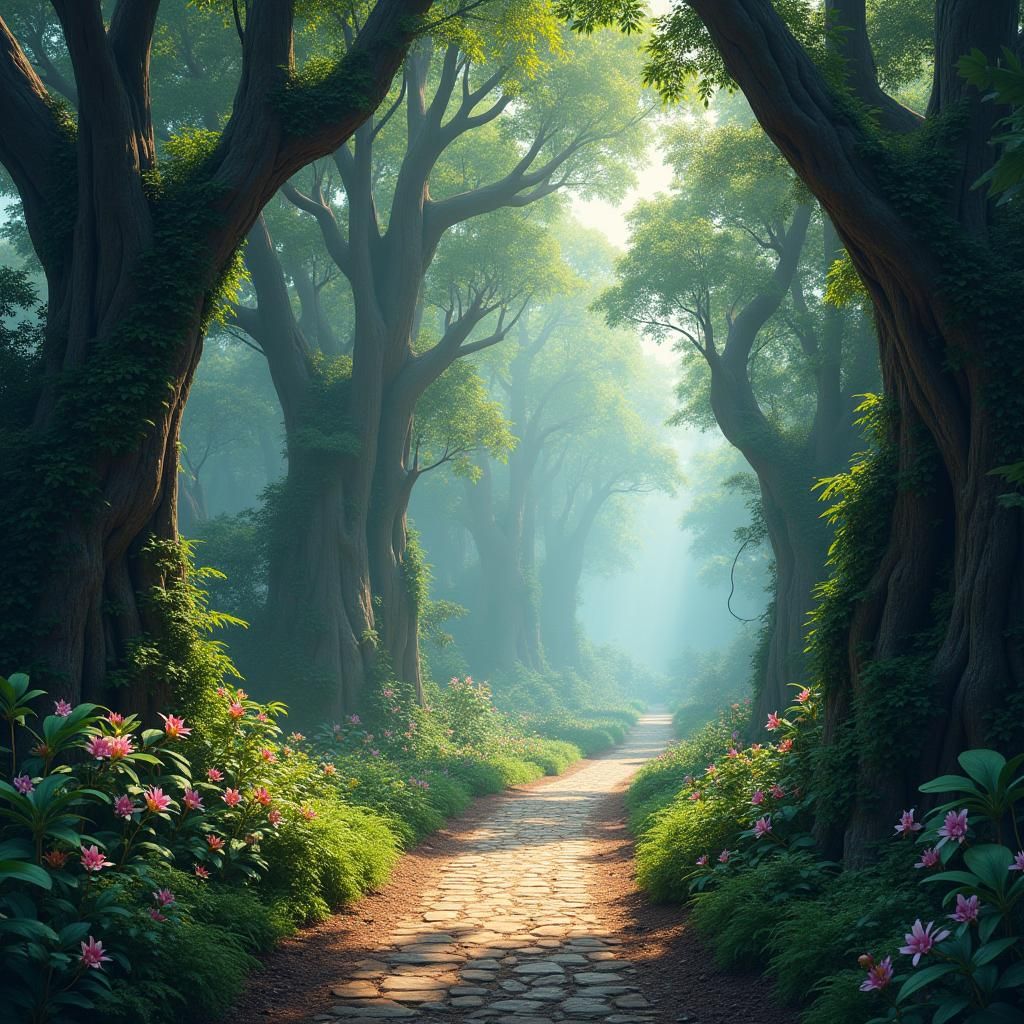 Lush Jungle Road in Hyper-Realistic Digital Art