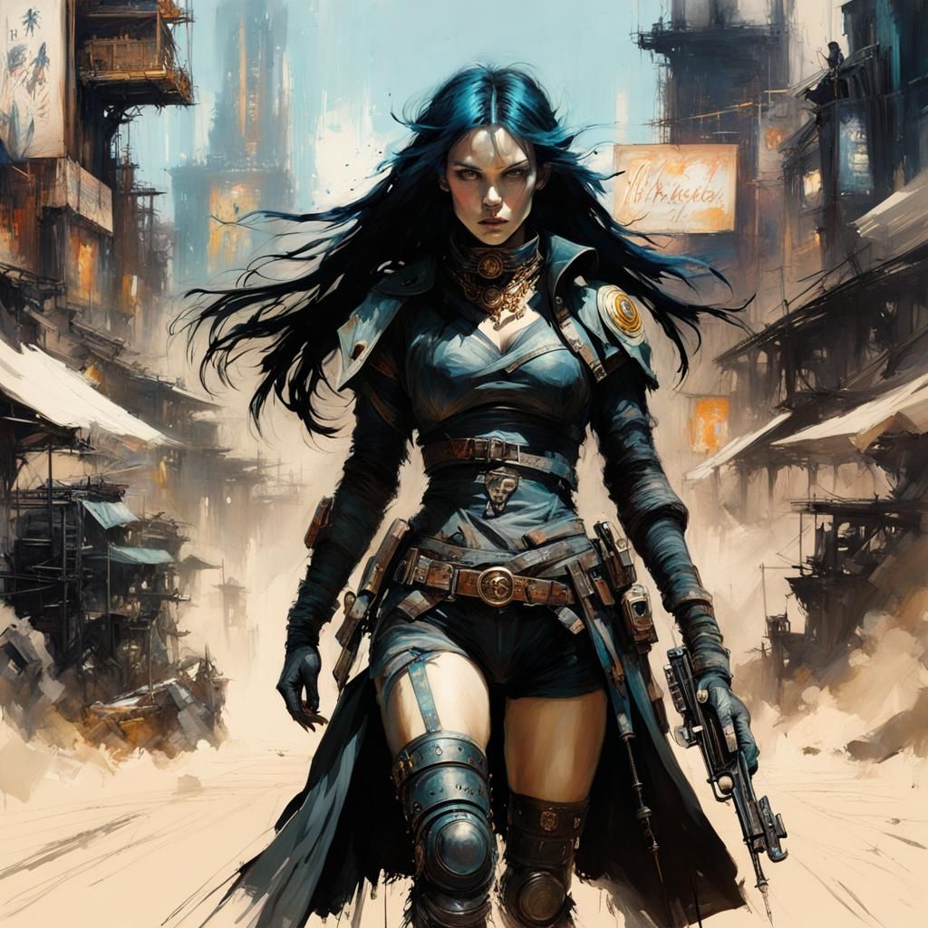 Punk Western Warrior: Digital Airbrush Art