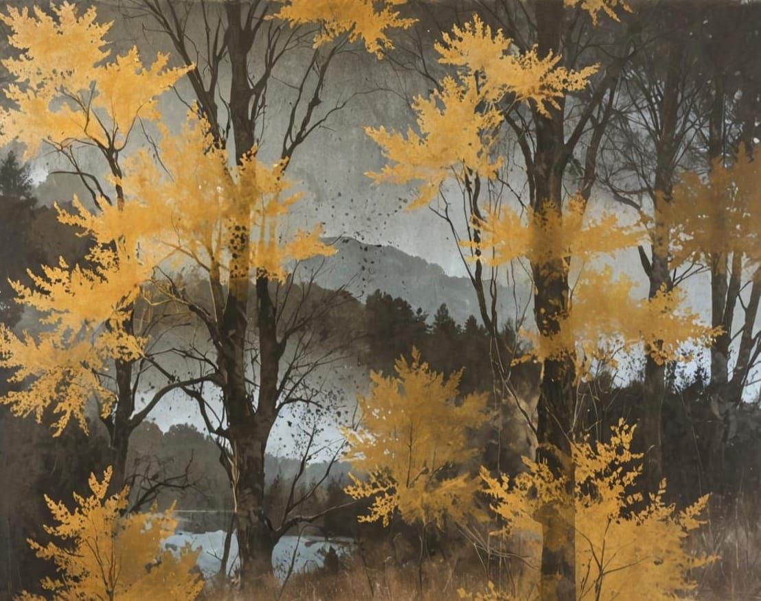 Abstract Landscape with Halftone Texture