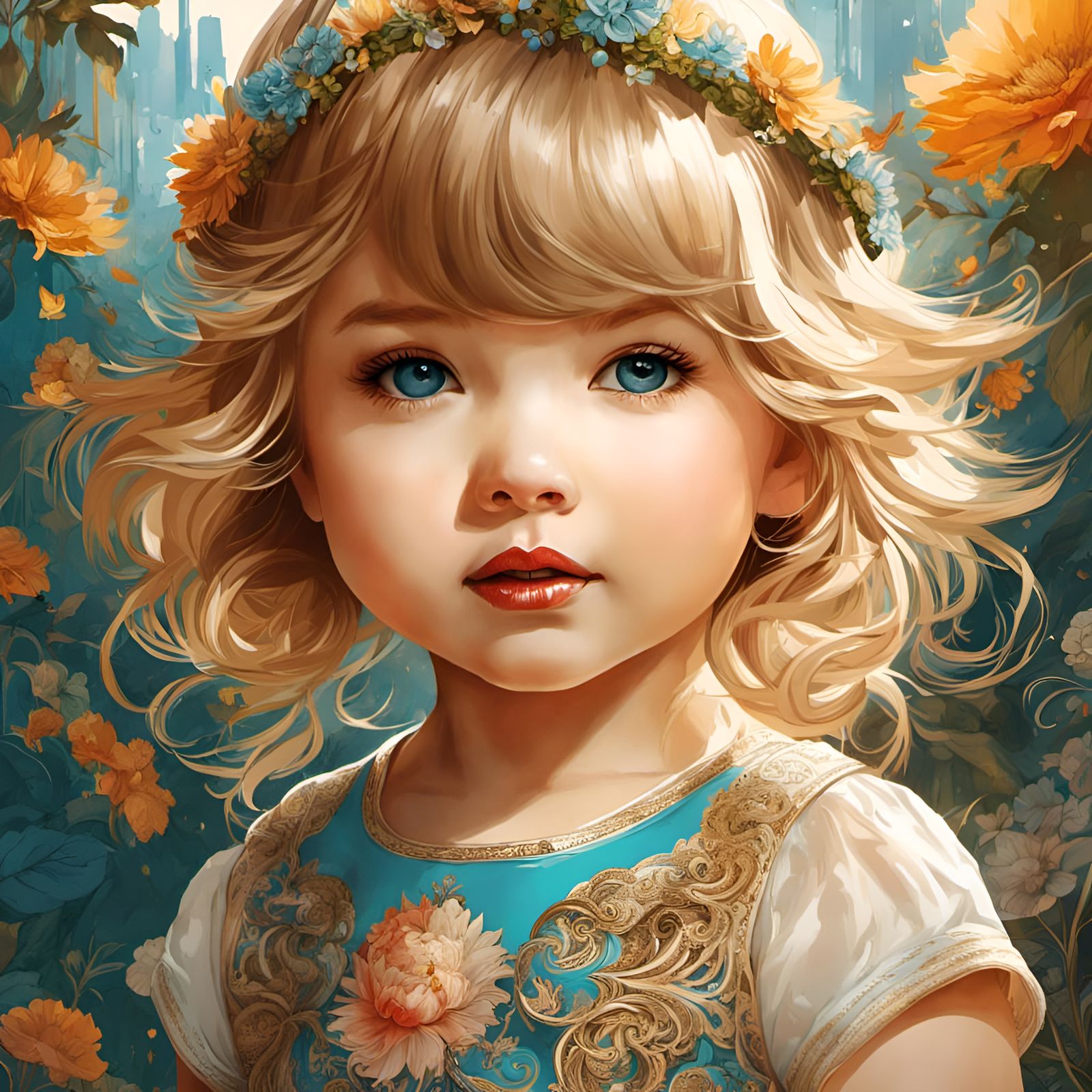 Chibi Baby Taylor Swift Portrait with Intricate Details
