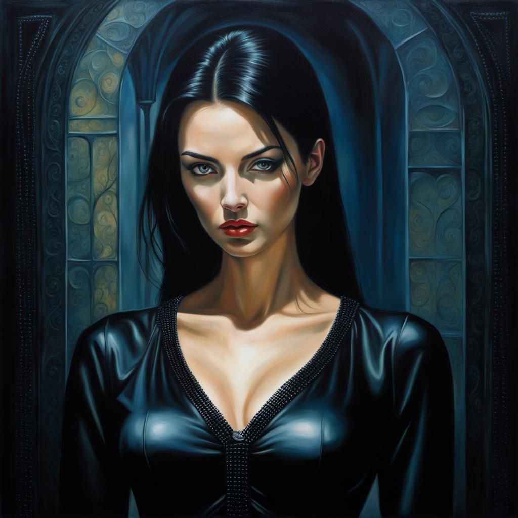 Mysterious Gothic Portrait of a Woman in Oil