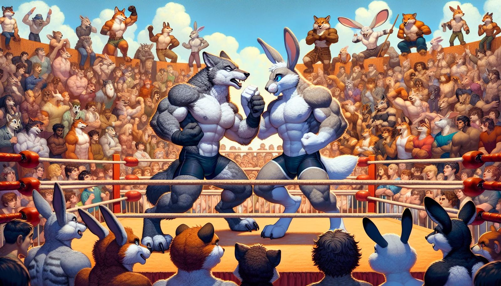 Furry Wrestlers in Action!