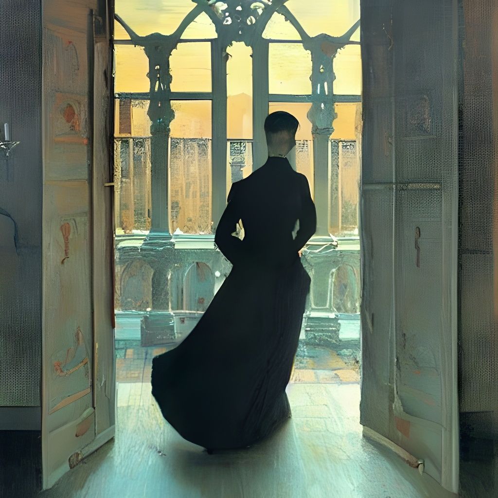 Fearsome Figure in Modernisme Painting Style