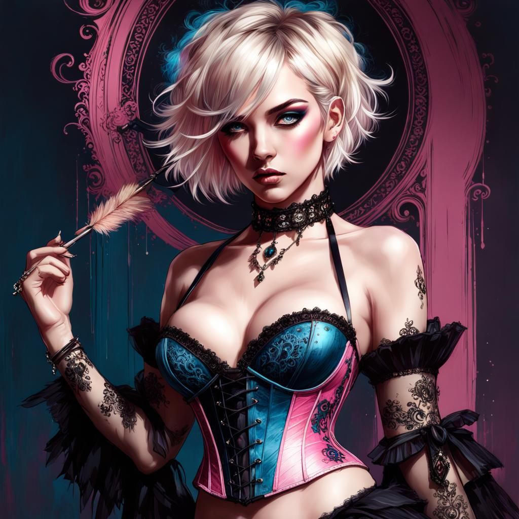 Gothic Double Portrait in Digital Splash Art