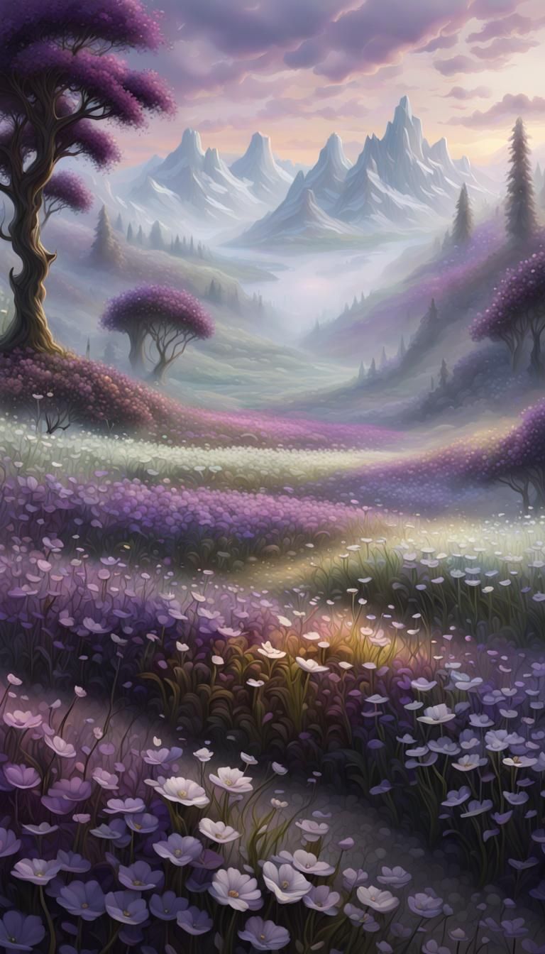 Ethereal Flower Field in Hyperrealistic Style