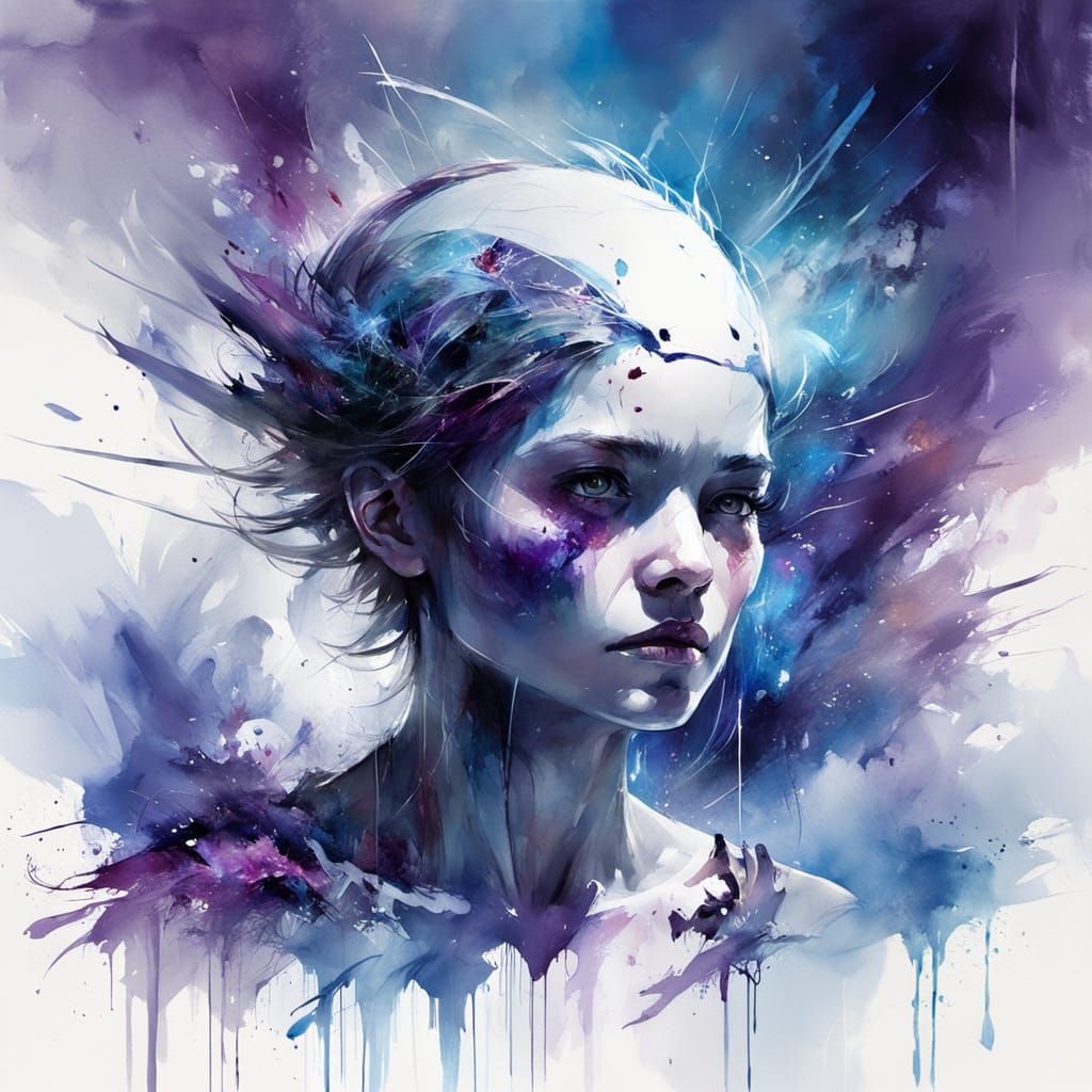 Alien Attack on Server Room: Watercolour Painting