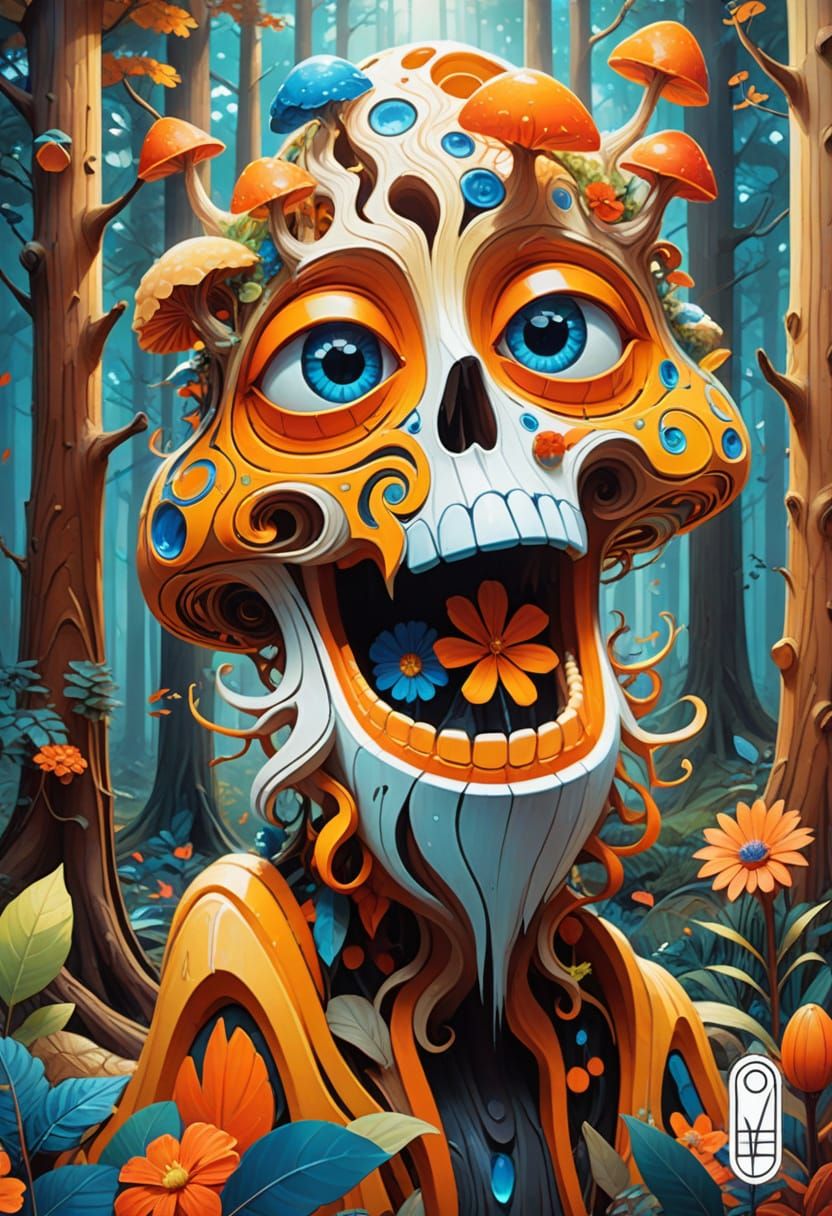 Surrealist Masterpiece: Vibrant Forest Radiates Magic