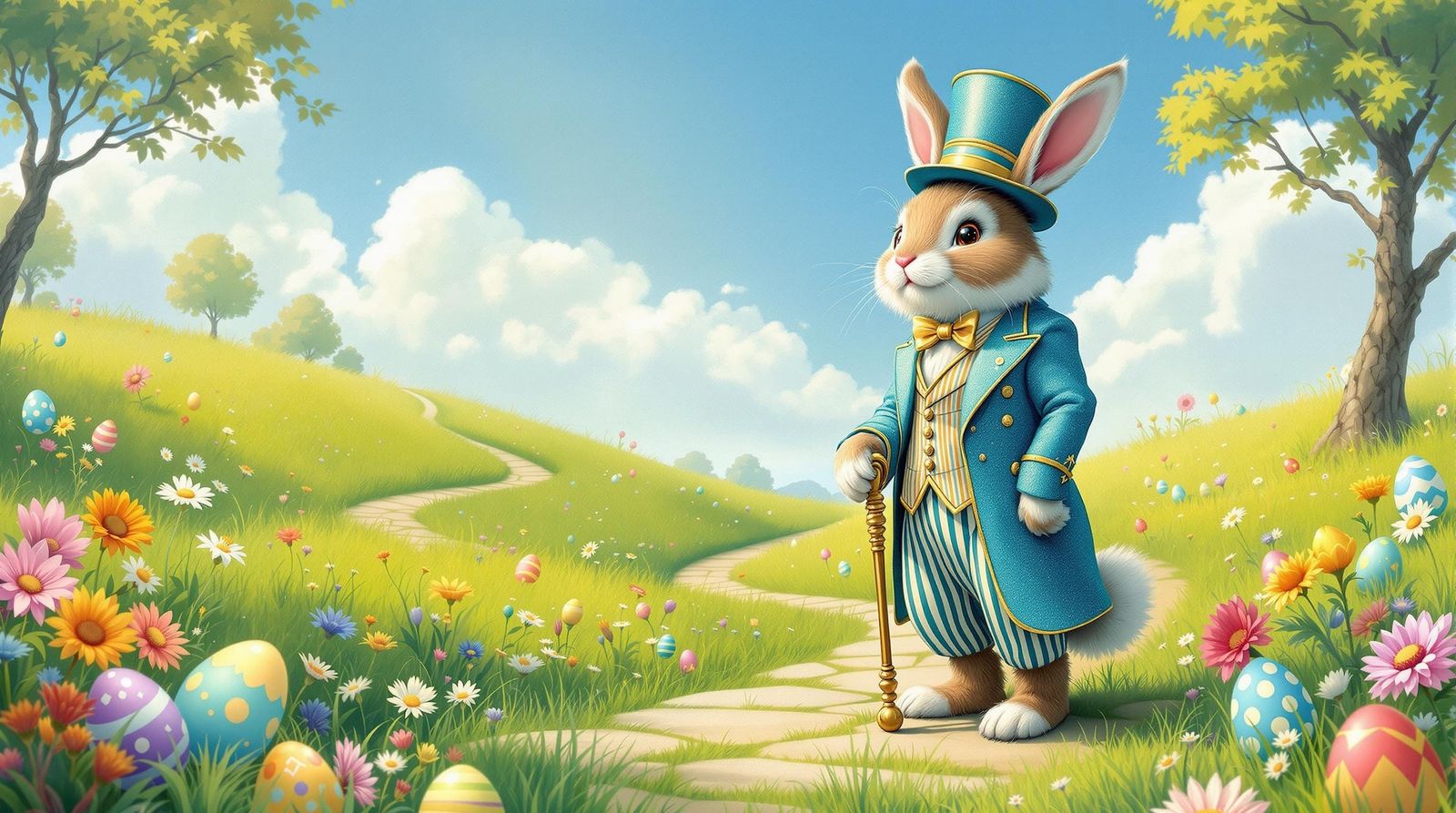 Whimsical Easter Bunny in Classic Children's Book Style