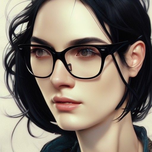 Detailed Portrait of Girl with Black Hair