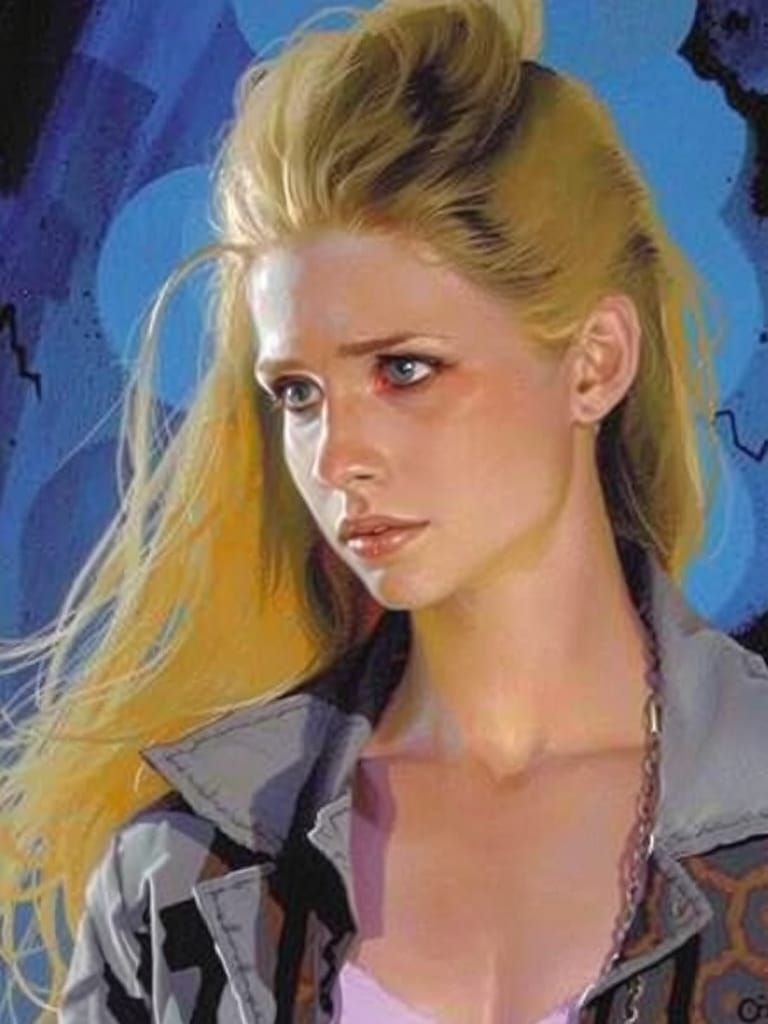 Buffy Portrait in Dynamic Acrylic Style