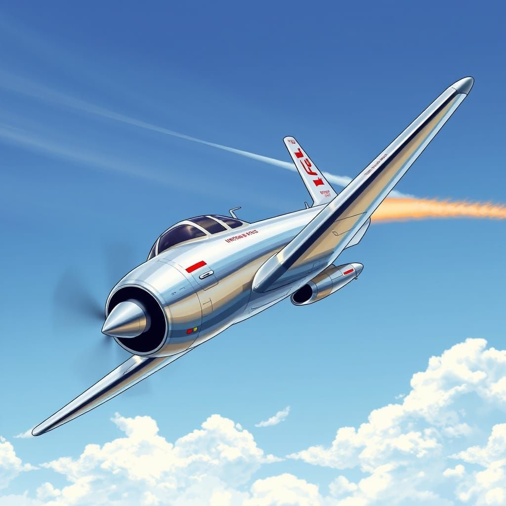 Airplane Soaring Through Skies in Comic Book Style