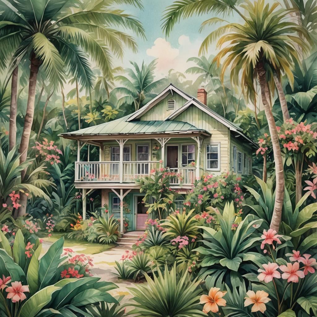 Cozy Caribbean Cottagecore Beach Cottage in Jungle