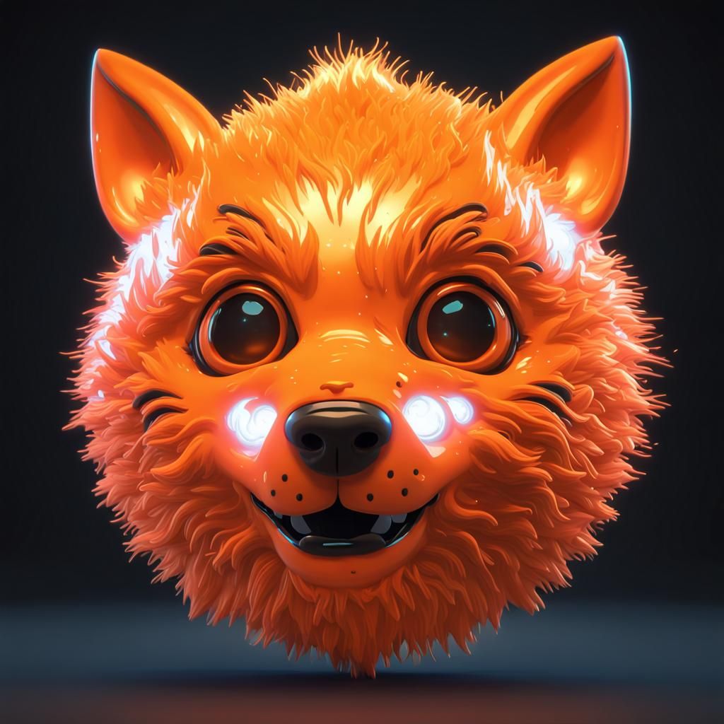 Neon Orange Teen Wolf in 3D with Moonlight