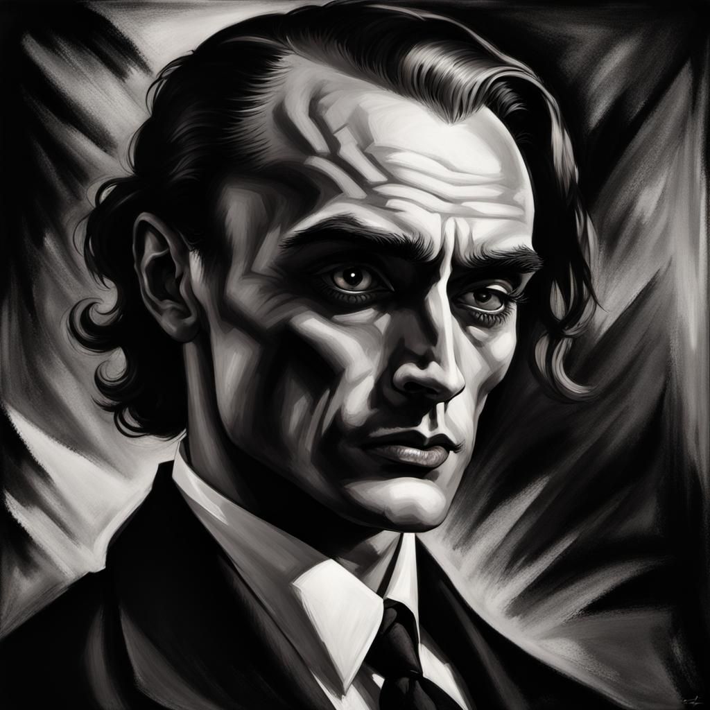 Charcoal Portrait Evokes Film Noir Aesthetic