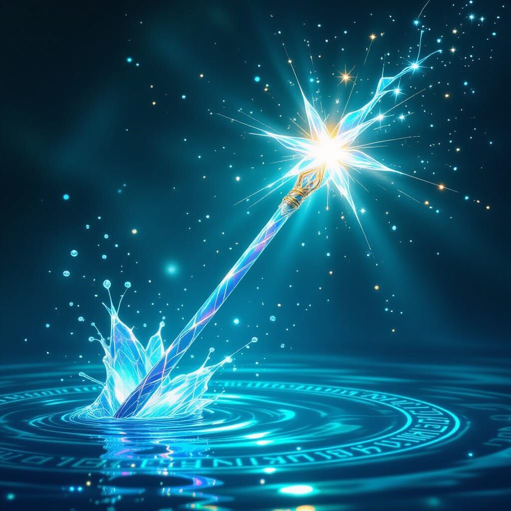Iridescent Water Forms Magic Wand in Mystical Teal
