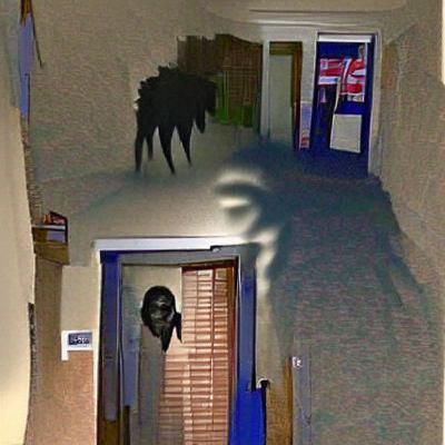 Eerie Shadow Creature Lurking in Doorway