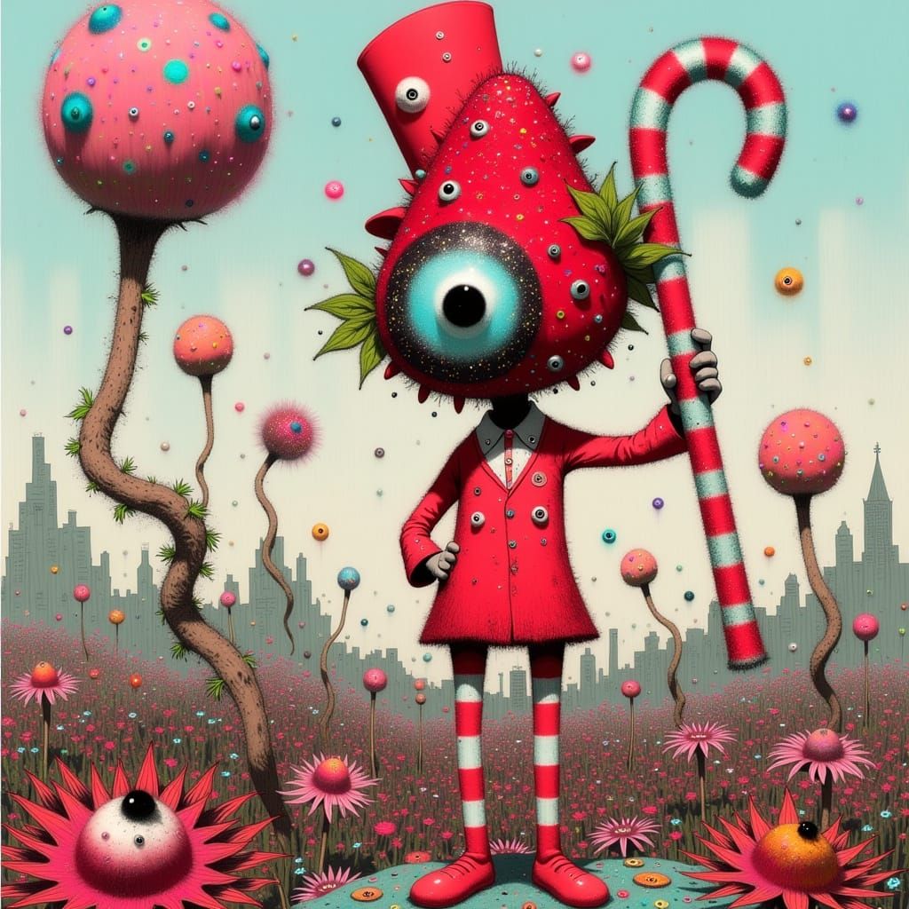 Whimsical Candy Kingdom Figure in Vibrant Pastel Colors