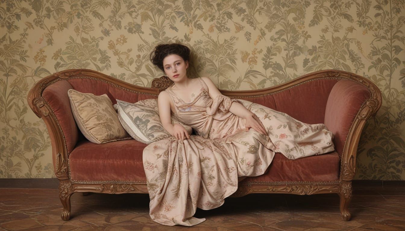 Elegant Woman in Velvet Boudoir