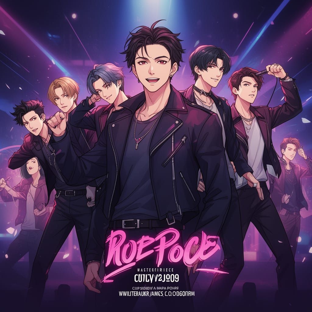 Vibrant Anime K-Pop Singers in Dynamic Poses