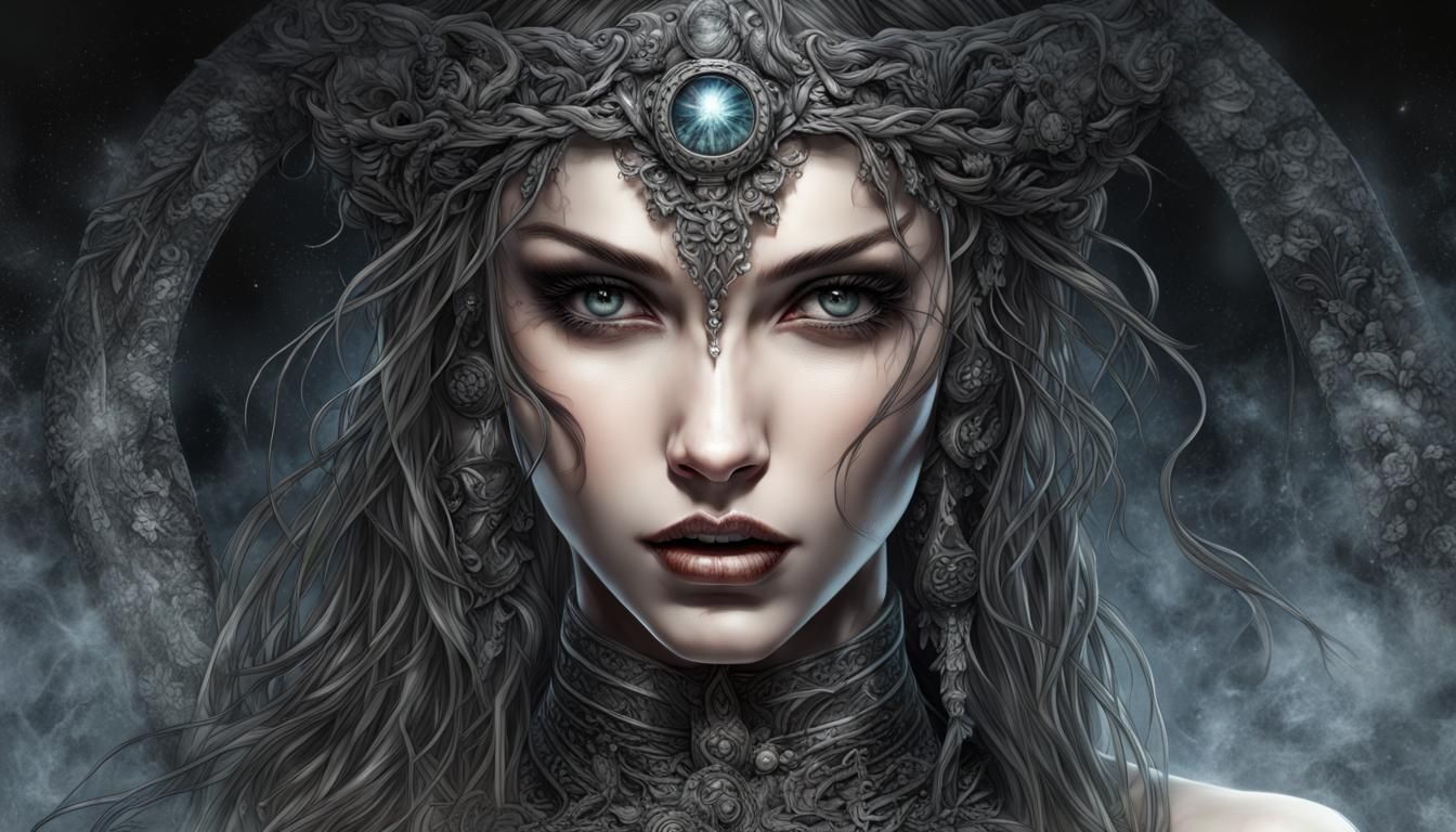 Luis Royo Style Tattooed Woman in the Night