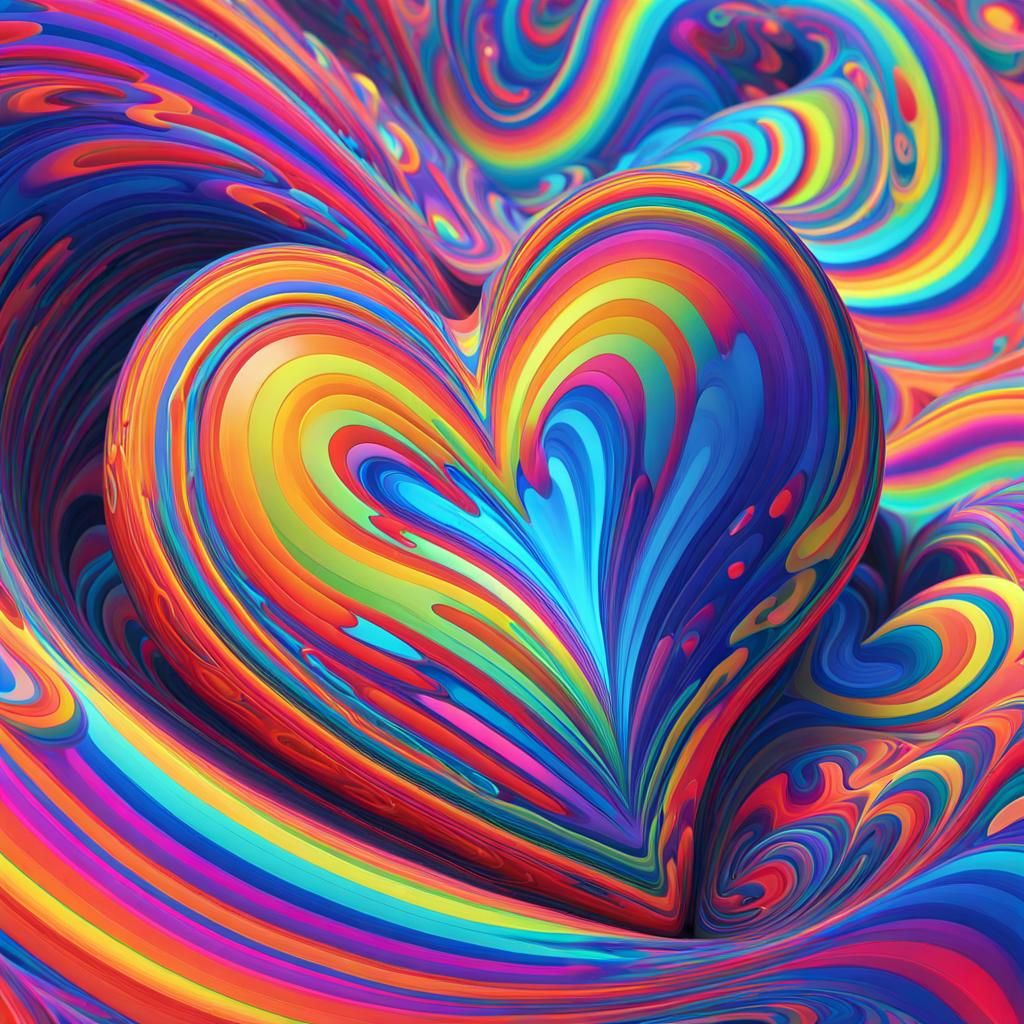 Psychedelic Heart in Neon Colors